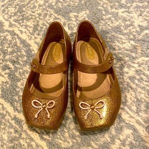 Gold Mini Melissa Toddler Girl Shoes Size 7